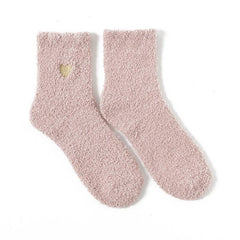 Pink Fuzzy Heart Socks