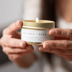 Sea Salt + Sage Tin Candle By Wild Earth Co. - Unboxme