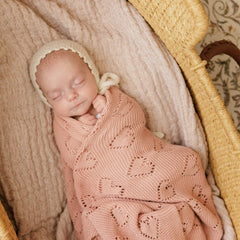 Cotton Heart Swaddle Blanket - Pink - Unboxme