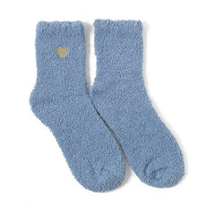 Blue Fuzzy Heart Socks