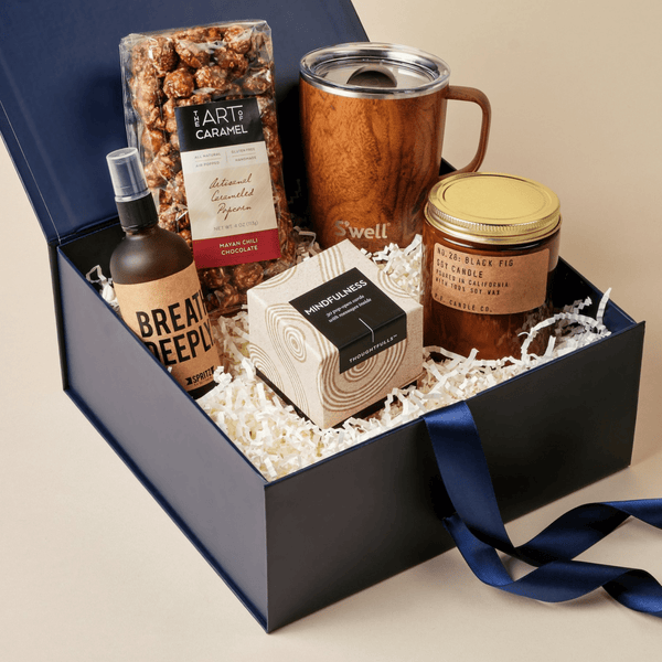 Mindful Moments mindfulness gift box with affirmation cards, stainless steel mug, and essential oil spritz in an Unboxme gift box