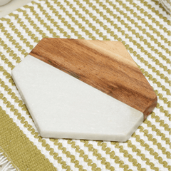 Marble + Wood Coaster - Set of 2 - Unboxme