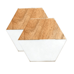 Marble + Wood Coaster - Set of 2 - Unboxme