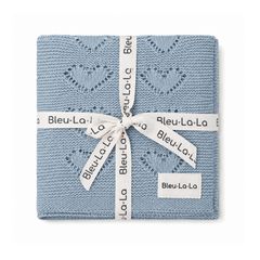 Cotton Heart Swaddle Blanket - Blue