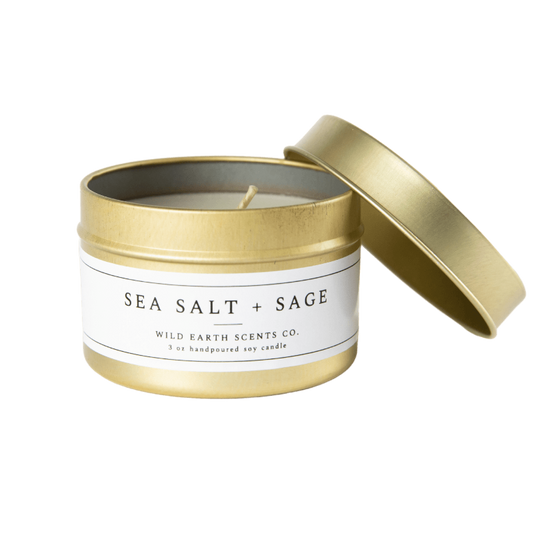 Sea Salt + Sage Tin Candle By Wild Earth Co. - Unboxme